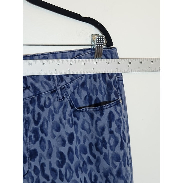 Pilcro Blue Leopard Print Mid-Rise Skinny Jeans Size 32/Size 14
