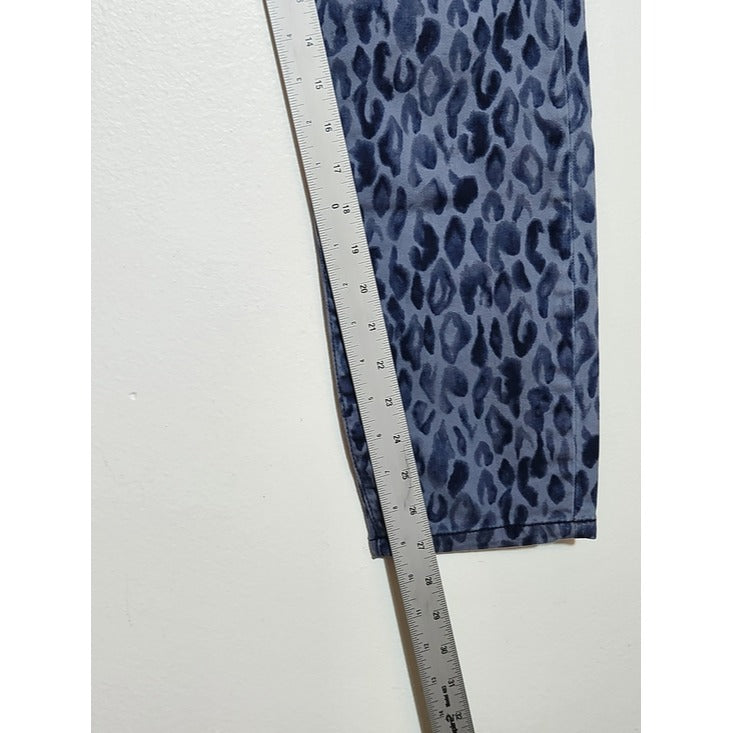 Pilcro Blue Leopard Print Mid-Rise Skinny Jeans Size 32/Size 14