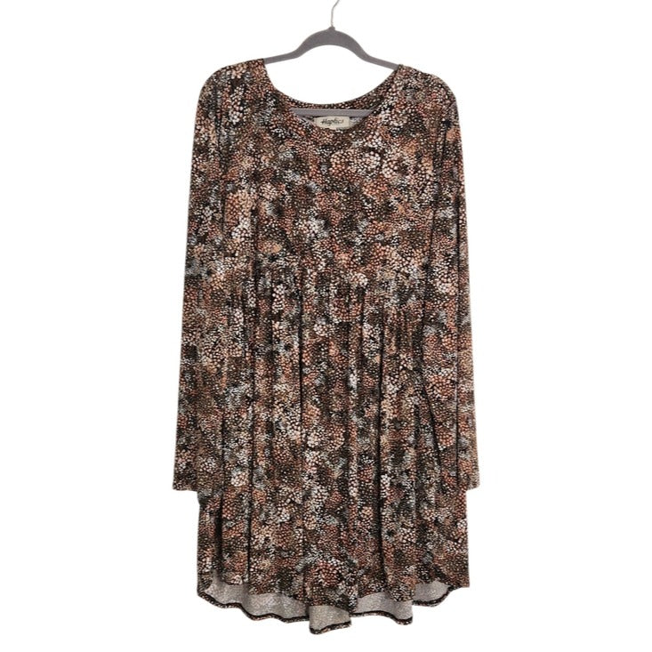 Haptics Textured Brown Floral Print Mini Dress Size 2X