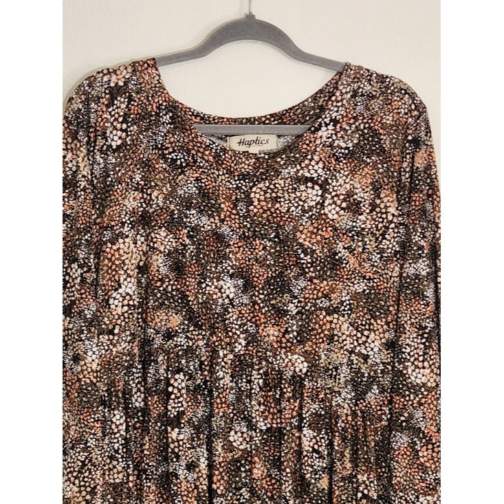 Haptics Textured Brown Floral Print Mini Dress Size 2X