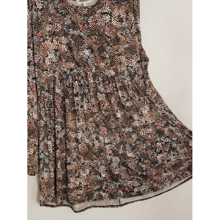 Haptics Textured Brown Floral Print Mini Dress Size 2X