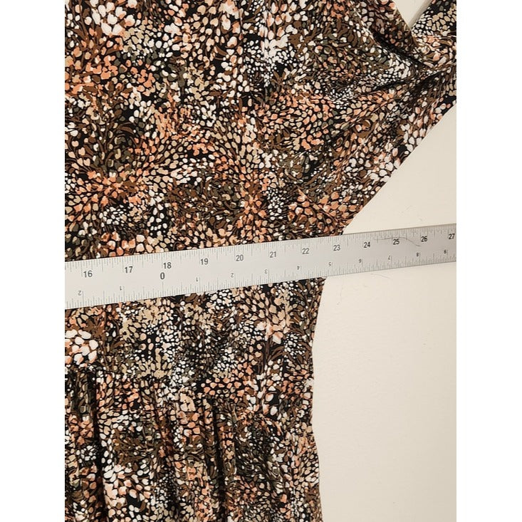 Haptics Textured Brown Floral Print Mini Dress Size 2X