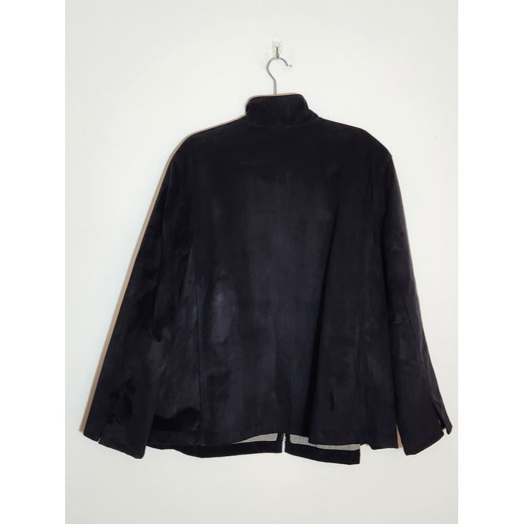 Norton McNaughton Zip-up Black Faux Suede Jacket Size 22W