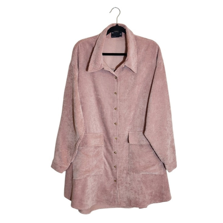 ASOS Pink Corduroy Oversized Shirt Dress Size 12