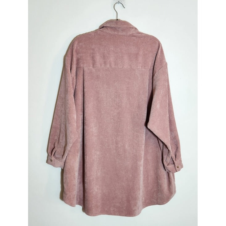 ASOS Pink Corduroy Oversized Shirt Dress Size 12