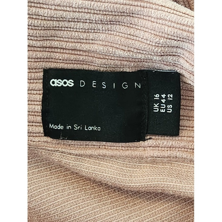 ASOS Pink Corduroy Oversized Shirt Dress Size 12