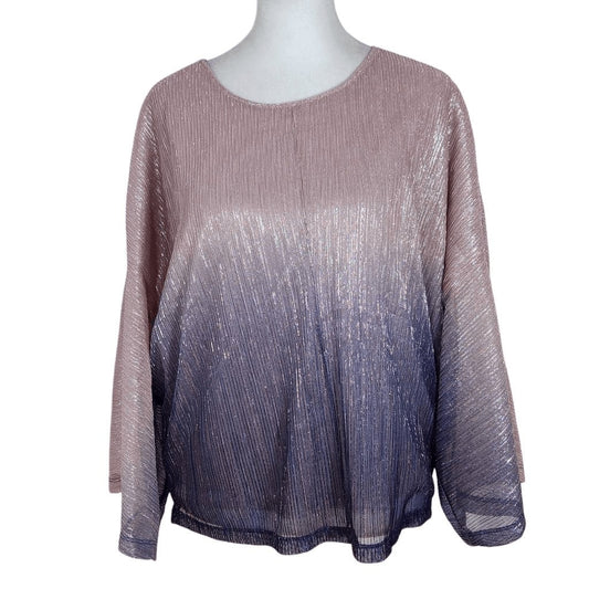 Anthropologie Metallic Gray and Pink Top Size Medium Anthropologie Ombre Blouse