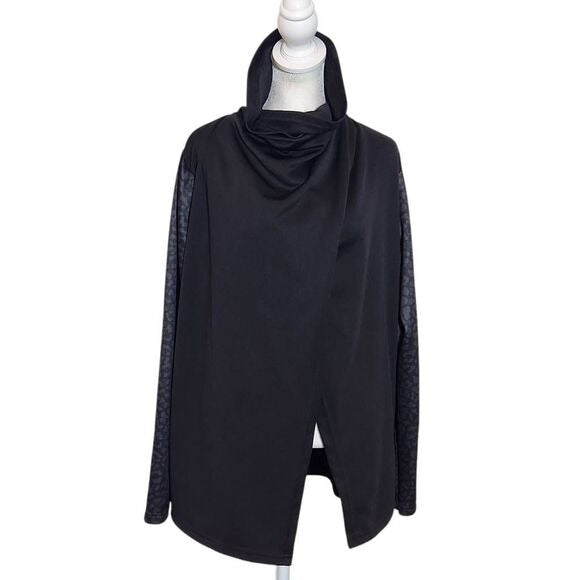 Pebble Beach Black Shoulder Snap Draped Jacket Size Large Golf Performance Jacke