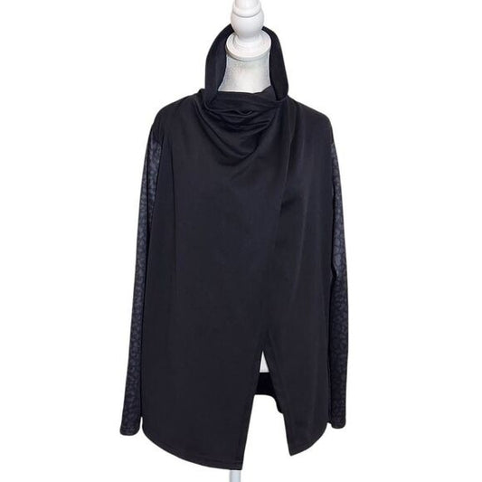 Pebble Beach Black Shoulder Snap Draped Jacket Size Large Golf Performance Jacke