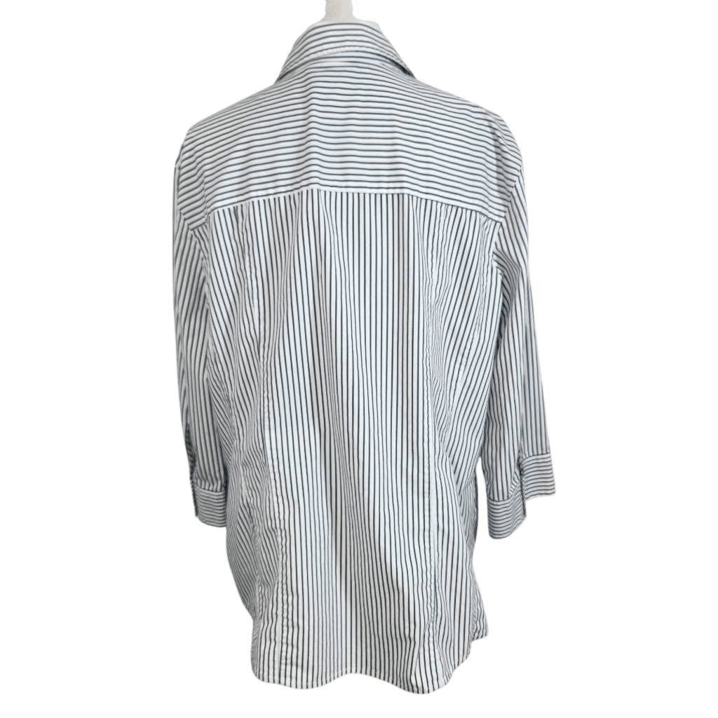 Style & Co. White and Black Stripe Button Down Blouse Size 16 Striped Blouse