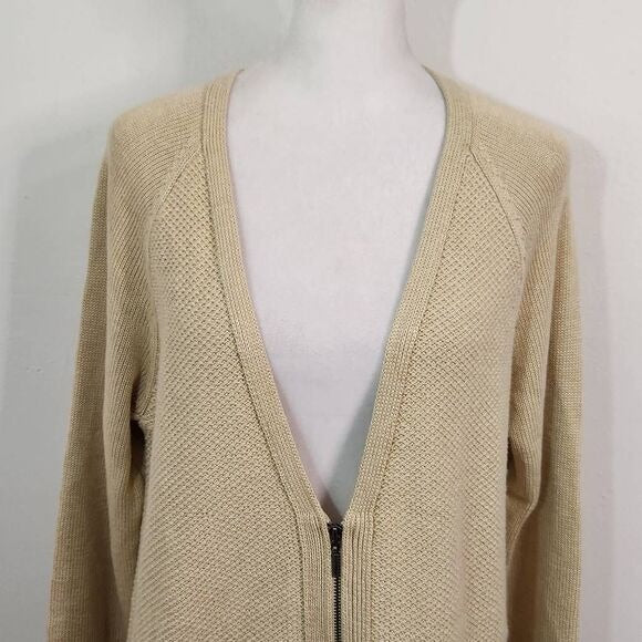 J. Jill Khaki Cardigan Size Small Tan Zip Front Cardigan Sweater