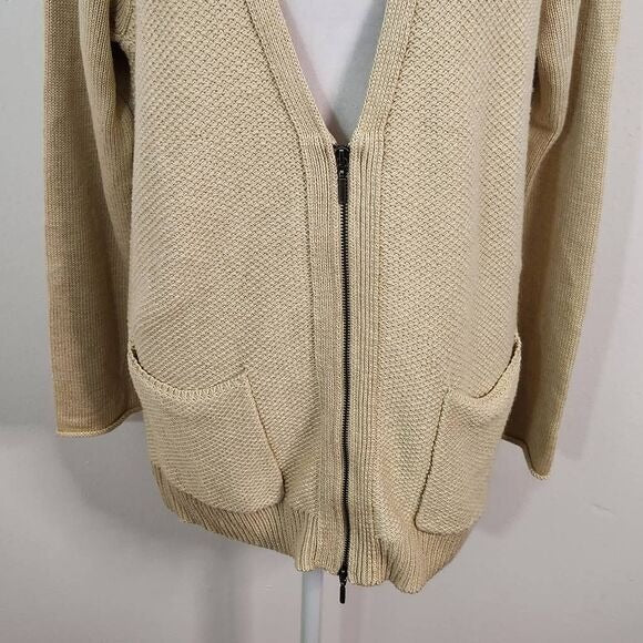 J. Jill Khaki Cardigan Size Small Tan Zip Front Cardigan Sweater