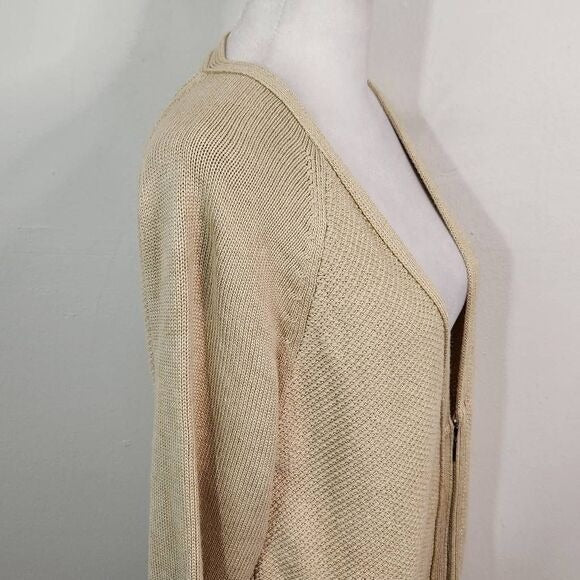 J. Jill Khaki Cardigan Size Small Tan Zip Front Cardigan Sweater