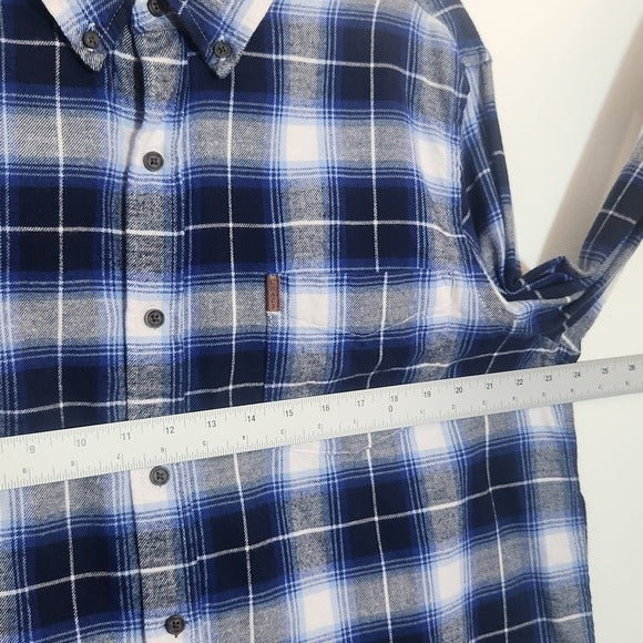 Chaps Mens Blue Plaid Flannel Shirt Size XL