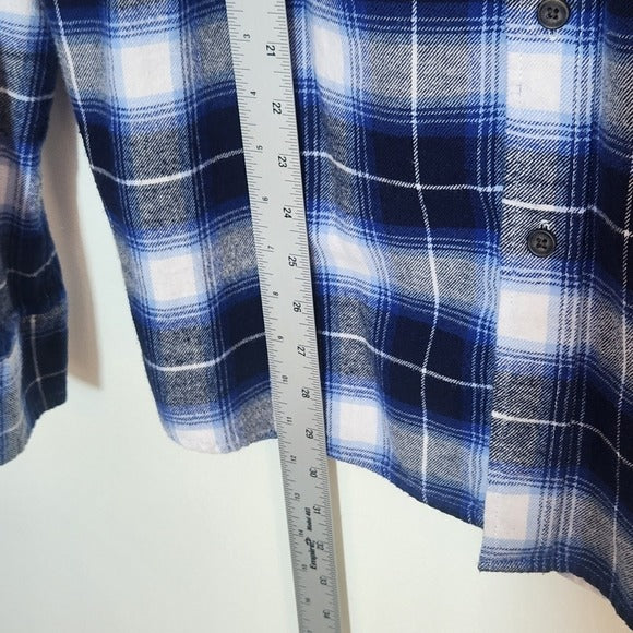 Chaps Mens Blue Plaid Flannel Shirt Size XL