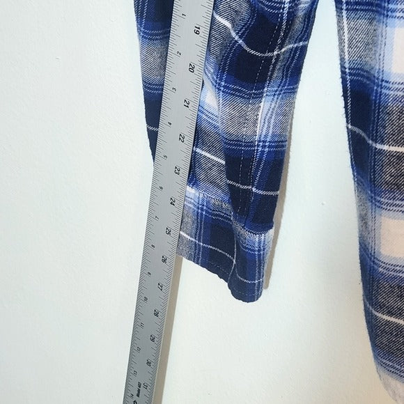 Chaps Mens Blue Plaid Flannel Shirt Size XL