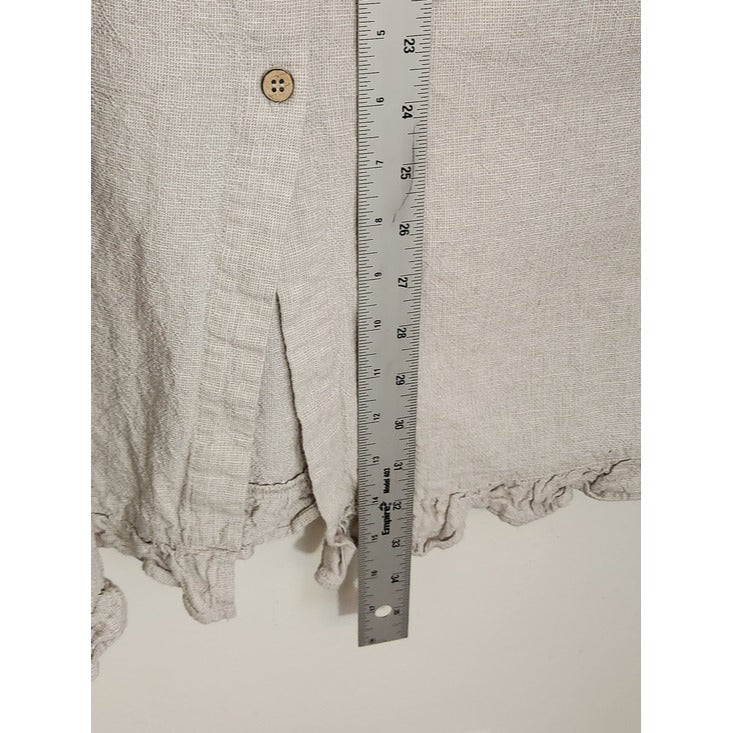 Rylee + Cru Taupe Gray Linen and Cotton Button Front Midi Skirt Size Large