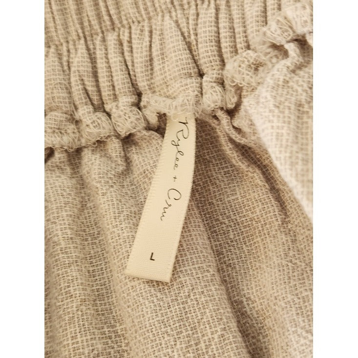 Rylee + Cru Taupe Gray Linen and Cotton Button Front Midi Skirt Size Large