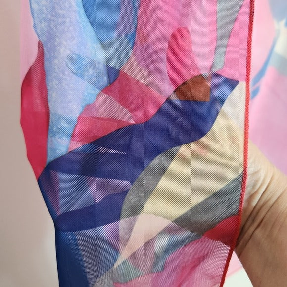 Blue and Pink Mesh Sarong Skirt Beach Cover-Up Size Large