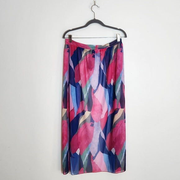 Blue and Pink Mesh Sarong Skirt Beach Cover-Up Size Large