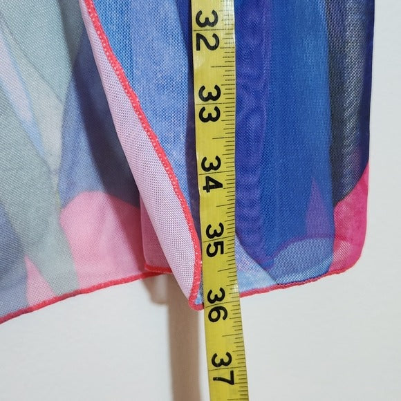 Blue and Pink Mesh Sarong Skirt Beach Cover-Up Size Large