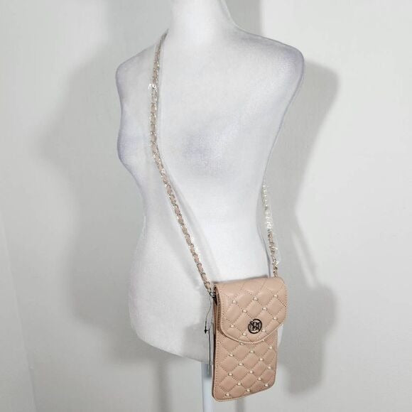 Badgley Mischka Nude Pink Crossbody Phone Case Bag New