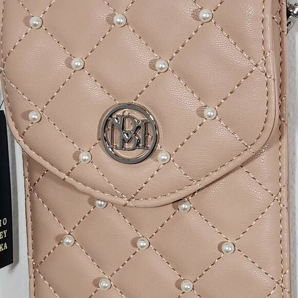 Badgley Mischka Nude Pink Crossbody Phone Case Bag New