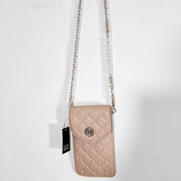 Badgley Mischka Nude Pink Crossbody Phone Case Bag New