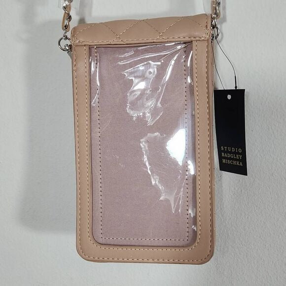 Badgley Mischka Nude Pink Crossbody Phone Case Bag New