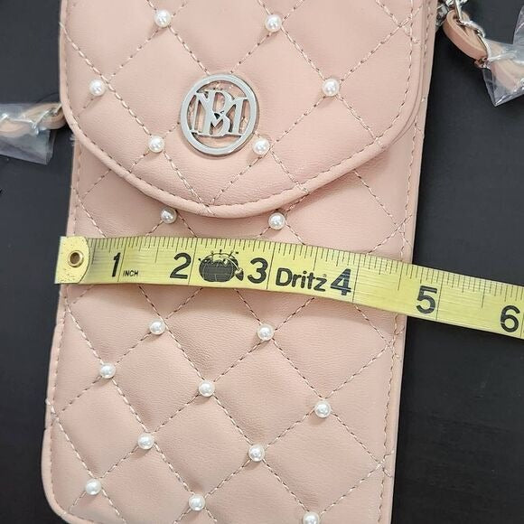 Badgley Mischka Nude Pink Crossbody Phone Case Bag New