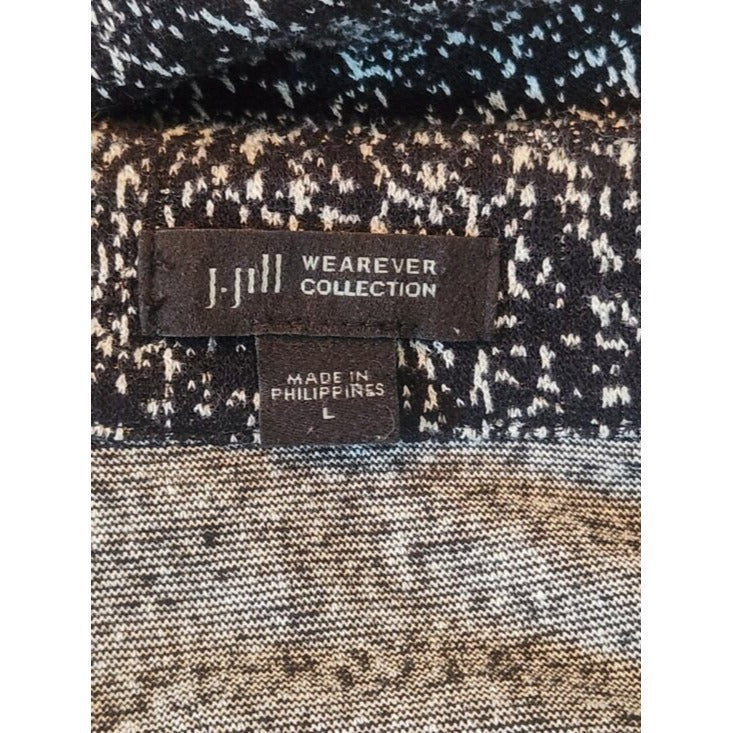 J. Jill Black and White Textured Open Cardigan Size Large
