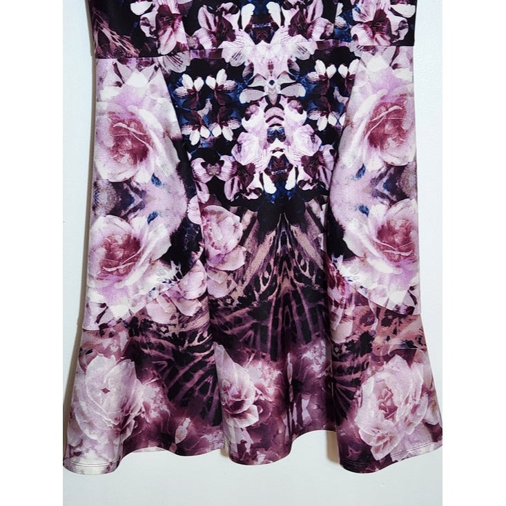 Gabby Skye Purple Floral Print A-Line Dress Size 12