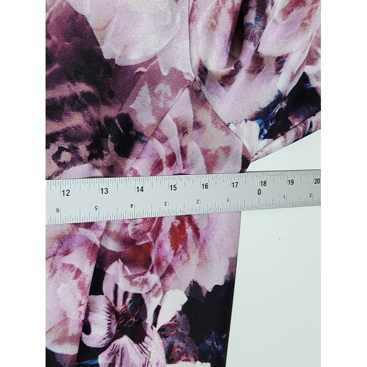 Gabby Skye Purple Floral Print A-Line Dress Size 12