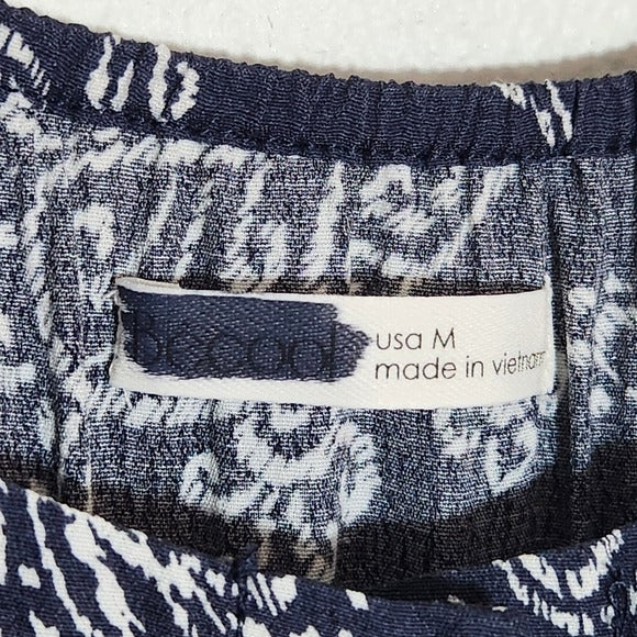 Be Cool Navy and White Boho Paisley Maxi Dress with Button-Up Front Size Medium