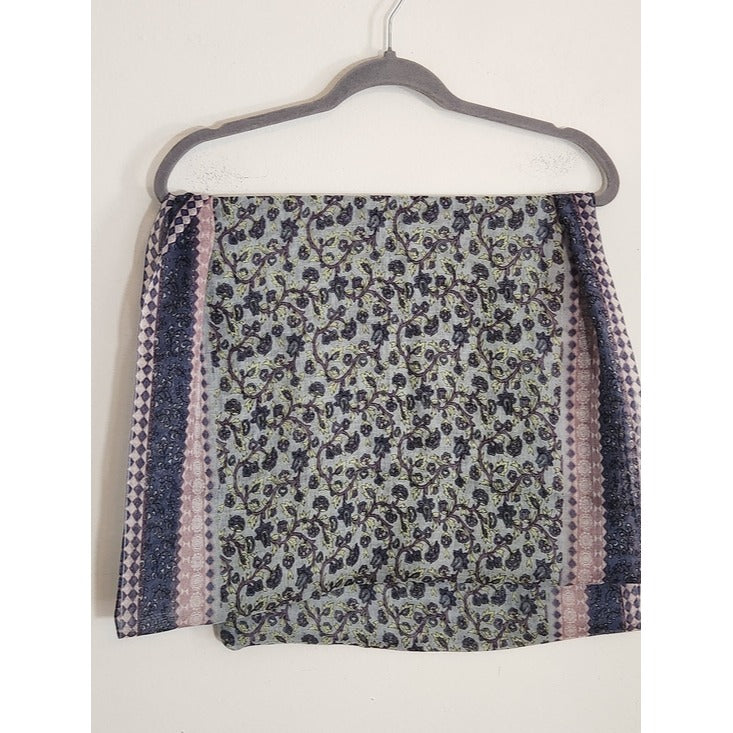 J. Jill Purple Blue and Green Floral Print Infinity Scarf 20.5 x 33