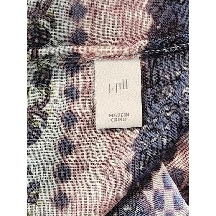 J. Jill Purple Blue and Green Floral Print Infinity Scarf 20.5 x 33