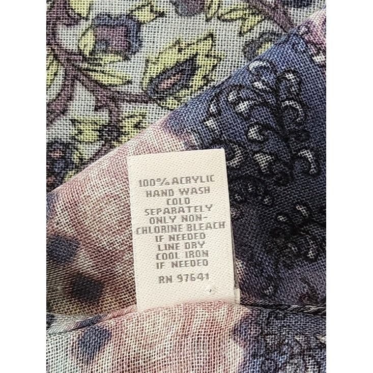 J. Jill Purple Blue and Green Floral Print Infinity Scarf 20.5 x 33