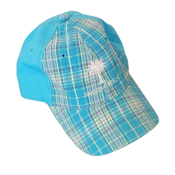 Women's Blue Plaid Daytona Beach Baseball Cap One Size