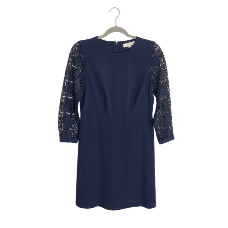 LOFT Navy Lace Sleeve Mini Sheath Dress Size 6 Petite NWT Wedding Guest Dress