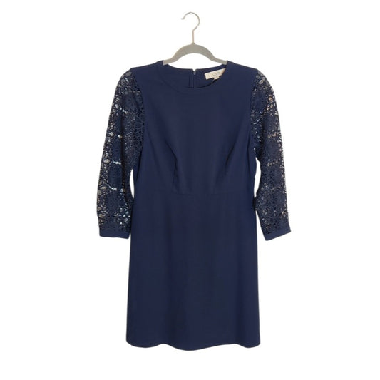 LOFT Navy Lace Sleeve Mini Sheath Dress Size 6 Petite NWT Wedding Guest Dress