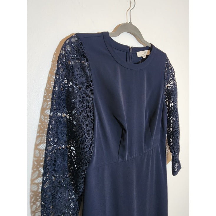 LOFT Navy Lace Sleeve Mini Sheath Dress Size 6 Petite NWT Wedding Guest Dress