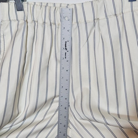 Jenni Kayne Cream Wide Leg Pants with Navy Stripes Size Small