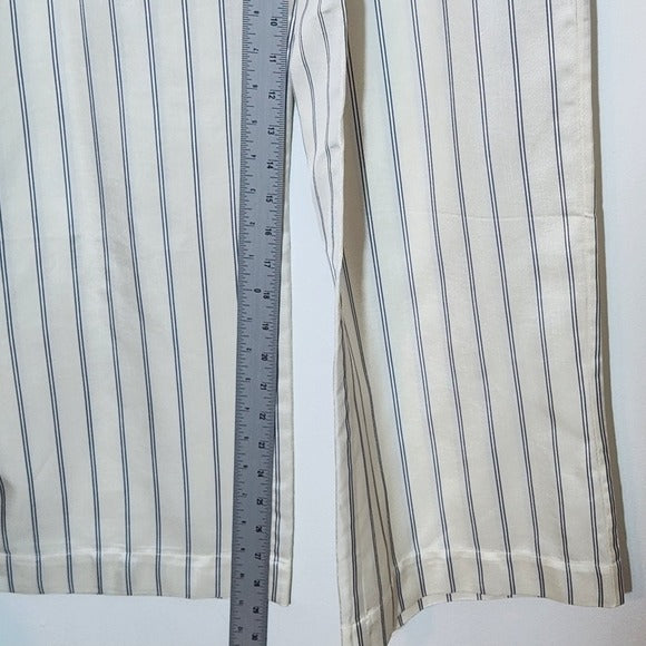 Jenni Kayne Cream Wide Leg Pants with Navy Stripes Size Small