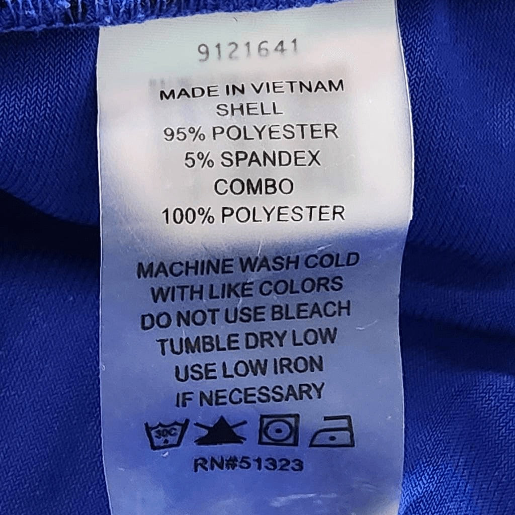 Vince Camuto Blue and Black Print Blouse with Sheer Accent Size Large Blue Top