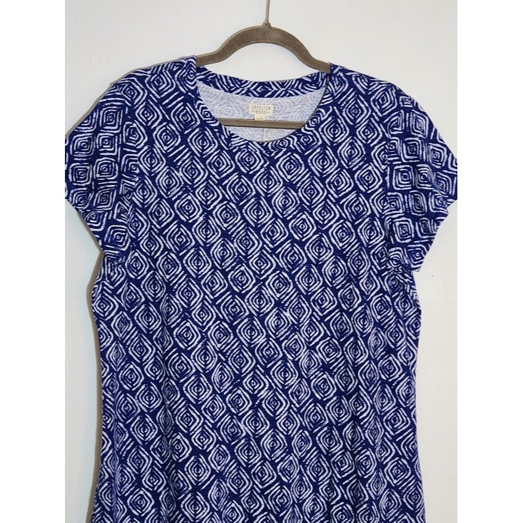 Capelton Road Navy and White Print T-Shirt Dress Size XL NWT