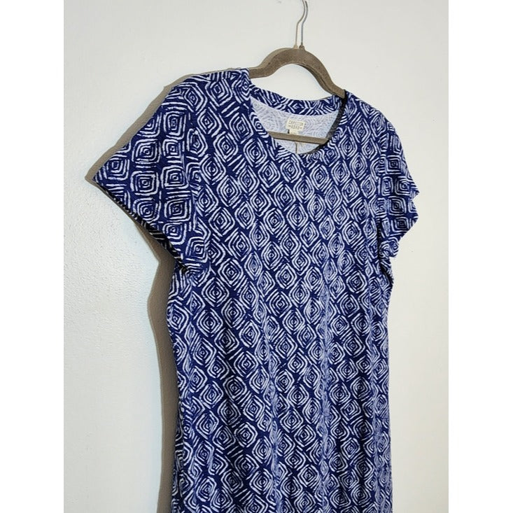 Capelton Road Navy and White Print T-Shirt Dress Size XL NWT
