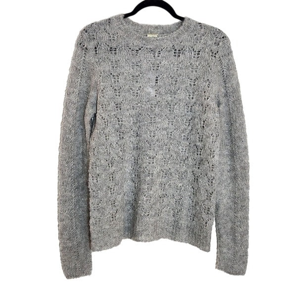 Magaschoni Gray Fuzzy Open Knit Sweater Size Medium NWT