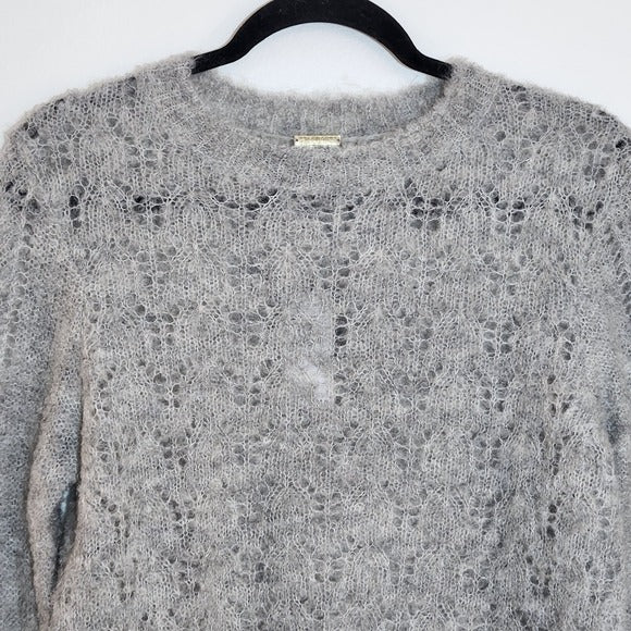 Magaschoni Gray Fuzzy Open Knit Sweater Size Medium NWT