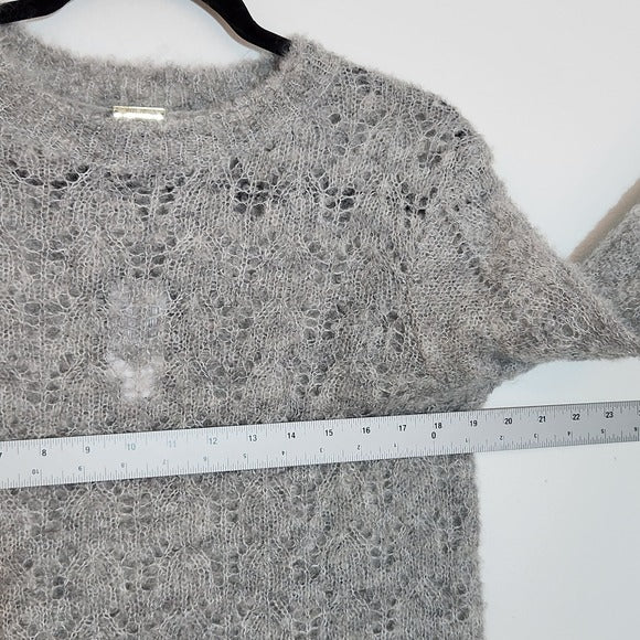 Magaschoni Gray Fuzzy Open Knit Sweater Size Medium NWT