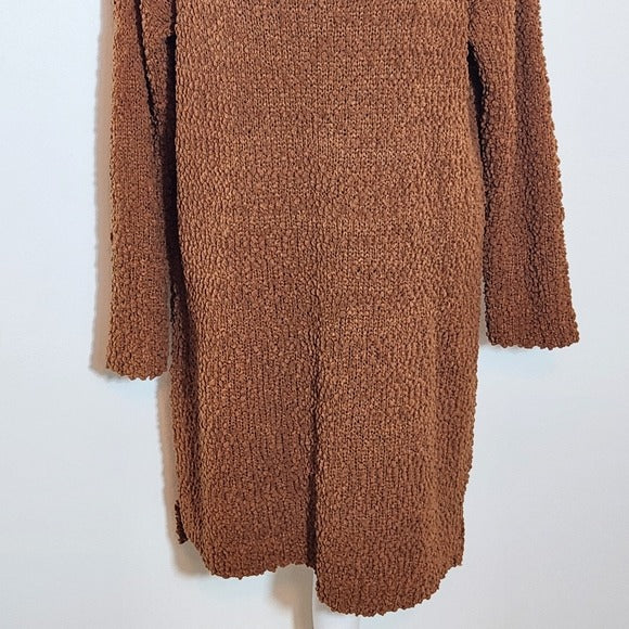 Umgee Long Sleeve Mini Brown Sweater Dress Size Medium